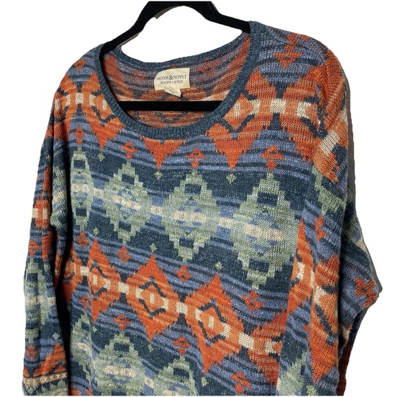 Ralph Lauren Denim & Supply Southwest Aztec Knit Sweater Boho Western‎ Cabincore - Picture 4 of 11